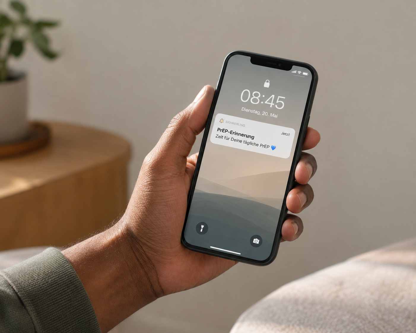 Smartphone als Erinnerung an die PrEP-Einnahme